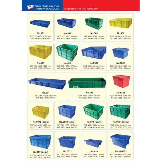 แหล่งขายลังพลาสติก ราคาไม่แพง - โรงงานผลิตลังพลาสติก ไทเกอร์ แพค